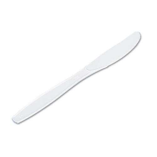 Plastic Cutlery, Heavyweight Knives, White, 1,000-carton