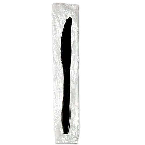 Individually Wrapped Knives, Plastic, Black, 1,000-carton