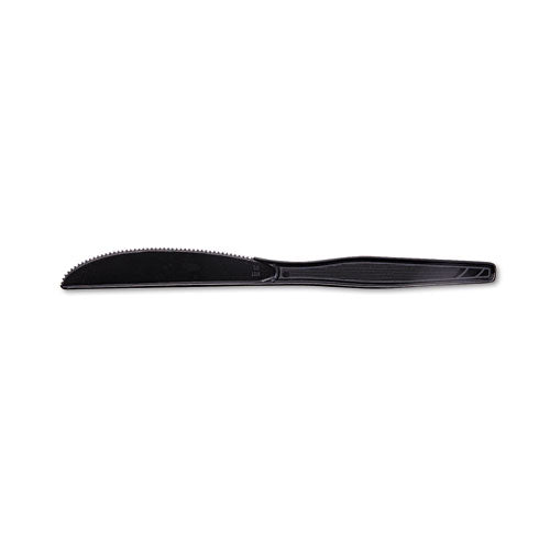 Plastic Tableware, Heavy Mediumweight Knives, Black, 100-box, 10 Boxes-carton