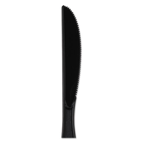 Plastic Cutlery, Heavy Mediumweight Knives, Black, 1,000-carton