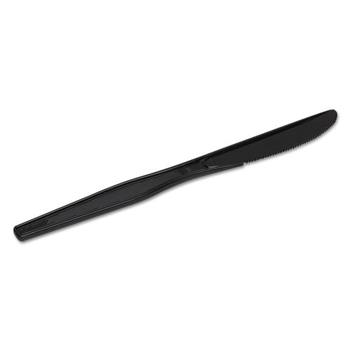 Plastic Cutlery, Heavy Mediumweight Knives, Black, 1,000-carton