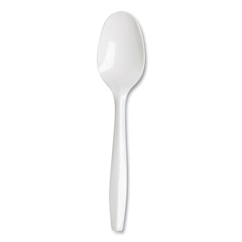 Mediumweight Polypropylene Cutlery, Teaspoon, White, 1,000-carton