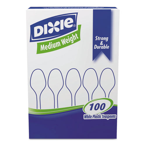 Plastic Cutlery, Heavy Mediumweight Teaspoons, White, 1,000 Carton