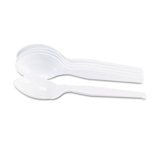 Plastic Cutlery, Heavy Mediumweight Teaspoons, White, 1,000 Carton