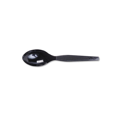 Plastic Cutlery, Heavy Mediumweight Teaspoons, Black, 100-box
