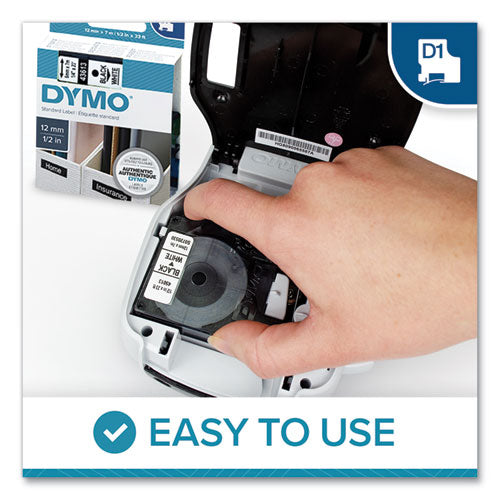 D1 Flexible Nylon Label Maker Tape, 0.5" X 11.5 Ft, Black On White