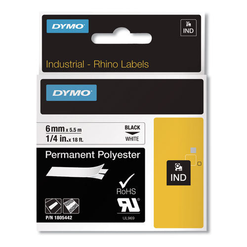 Permanent Polyester Labels, 0.25" X 18 Ft, White