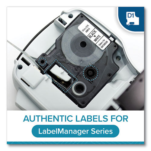 D1 High-performance Polyester Removable Label Tape, 0.25" X 23 Ft, Black On White