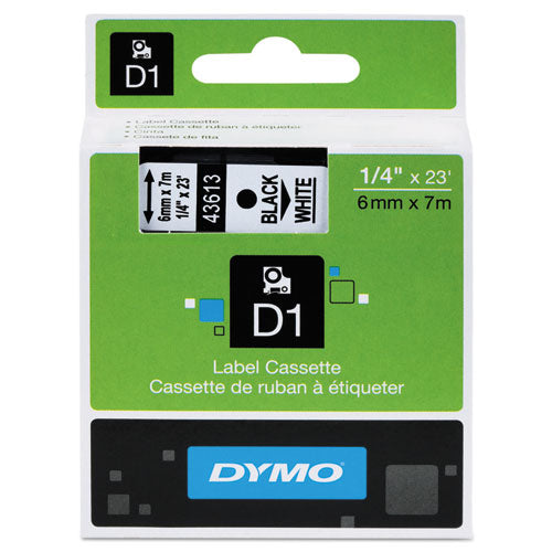 D1 High-performance Polyester Removable Label Tape, 0.25" X 23 Ft, Black On White