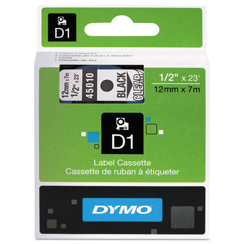 D1 High-performance Polyester Removable Label Tape, 0.5" X 23 Ft, Black On Clear