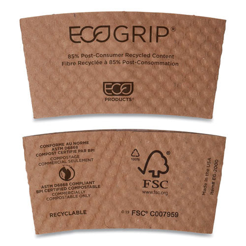 Ecogrip Hot Cup Sleeves - Renewable & Compostable, 1300-ct