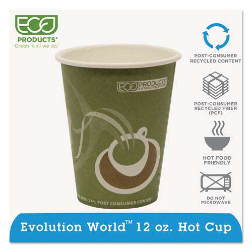 Evolution World 24% Recycled Content Hot Cups - 12oz., 50-pk, 20 Pk-ct