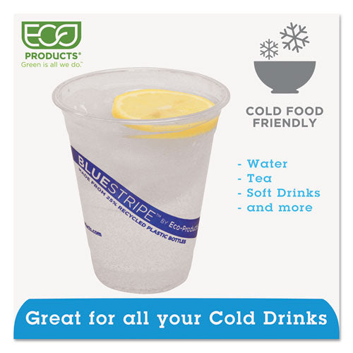 Bluestripe 25% Recycled Content Cold Cups, 12 Oz, Clear-blue, 50-pk, 20 Pk-ct