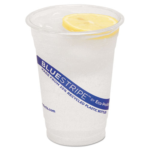 Bluestripe 25% Recycled Content Cold Cups, 16 Oz, Clear-blue, 50-pk, 20 Pk-ct