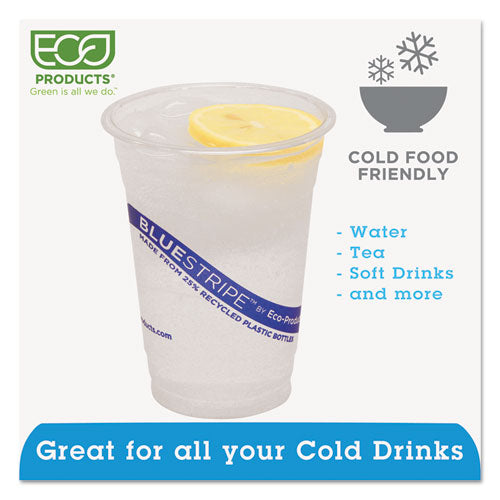 Bluestripe 25% Recycled Content Cold Cups, 16 Oz, Clear-blue, 50-pk, 20 Pk-ct