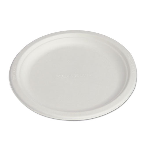 Compostable Sugarcane Dinnerware, 10" Plate, Natural White, 50-pack