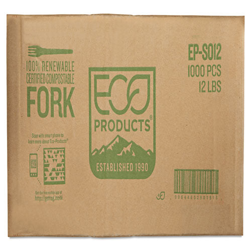 Plantware Compostable Cutlery, Fork, 6", Pearl White, 50-pack, 20 Pack-carton