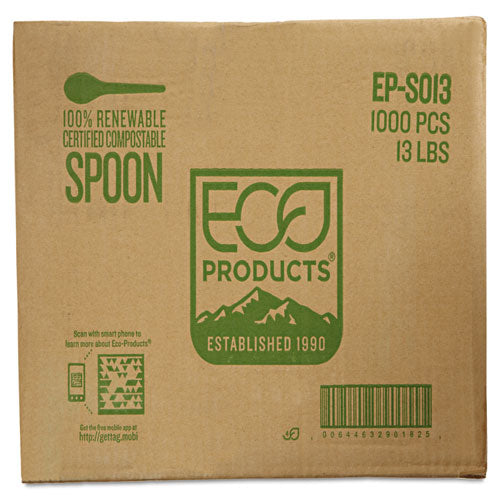 Plantware Compostable Cutlery, Spoon, 6", Pearl White, 50-pack, 20 Pack-carton