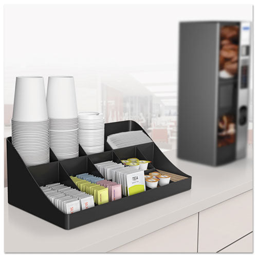 11-compartment Coffee Condiment Organizer, 18 1-4 X 6 5-8 X 9 7-8, Black