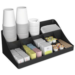 11-compartment Coffee Condiment Organizer, 18 1-4 X 6 5-8 X 9 7-8, Black