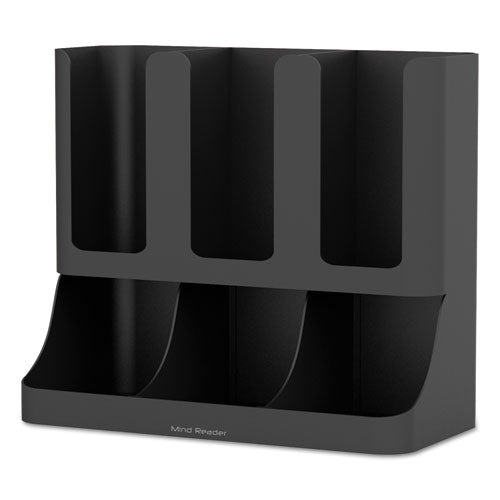 Flume Six-section Upright Coffee Condiment-cup Organizer, Black, 11.5 X 6.5 X 15