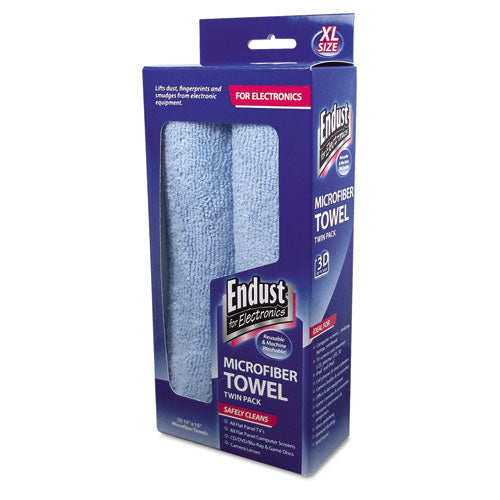 Large-sized Microfiber Towels Two-pack, 15 X 15, Unscented, Blue, 2-pack