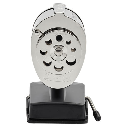 Ks Manual Classroom Pencil Sharpener, Vacuum-base, Manual, 4" X 5.5" X 5.5", Black-nickel
