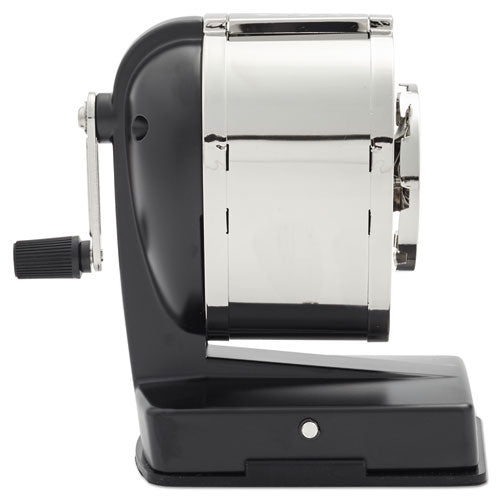 Ks Manual Classroom Pencil Sharpener, Vacuum-base, Manual, 4" X 5.5" X 5.5", Black-nickel