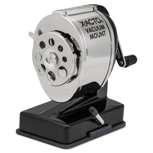 Ks Manual Classroom Pencil Sharpener, Vacuum-base, Manual, 4" X 5.5" X 5.5", Black-nickel
