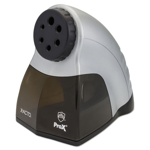 Prox Classroom Electric Pencil Sharpener, Ac-powered, 5.75" X 10.5" X 7.5", Silver-black