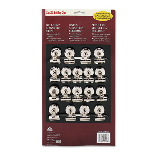 Bulldog Magnetic Clips, 0.44", Nickel-plated, 18-box