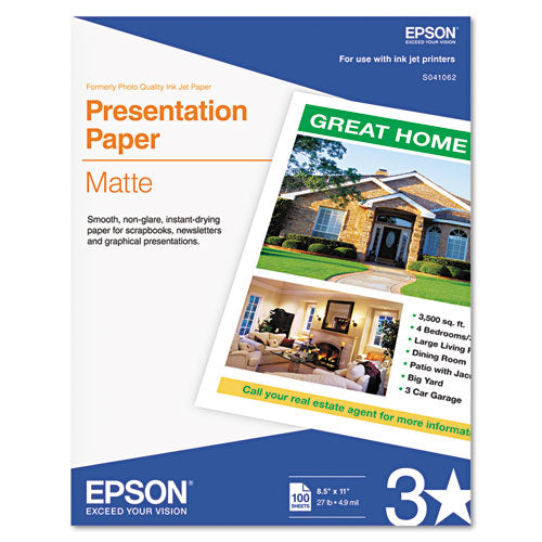 Matte Presentation Paper, 4.9 Mil, 13 X 19, Matte Bright White, 100-pack