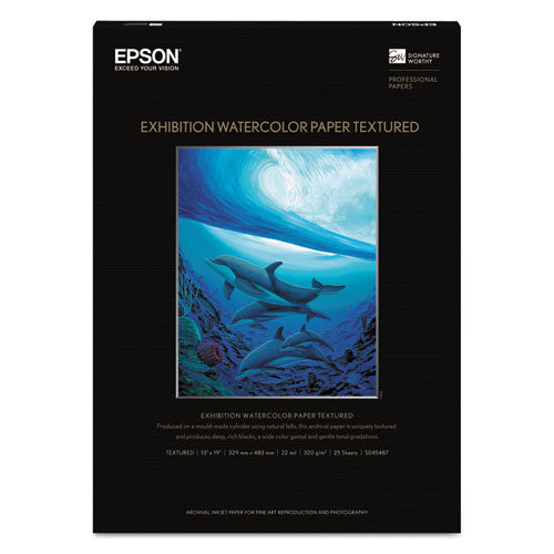 Exhibition Textured Watercolor Paper, 22 Mil, 13 X 19, Matte White, 25-pack