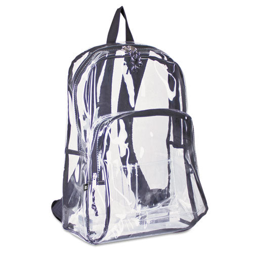 Backpack, Pvc Plastic, 12 1-2 X 5 1-2 X 17 1-2, Clear-black