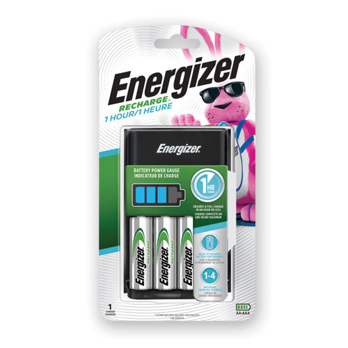 Recharge 1 Hour Charger For Aa Or Aaa Nimh Batteries, Includes 4 Aa Batteries-charger, 3 Chargers-carton