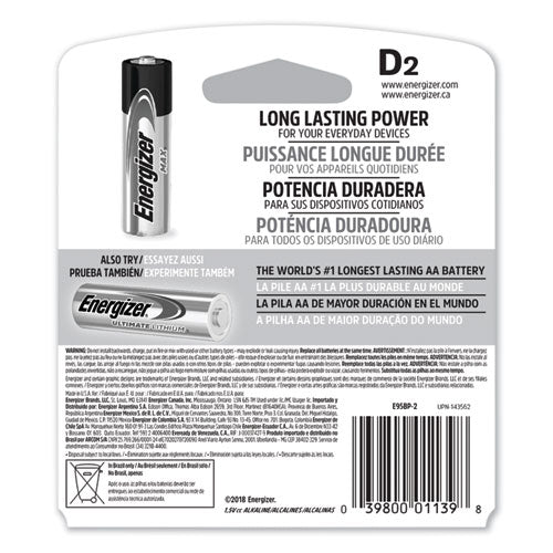 Max Alkaline D Batteries, 1.5v, 2-pack