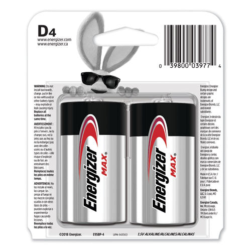 Max Alkaline D Batteries, 1.5v, 4-pack