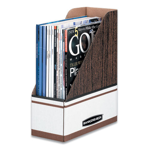 Corrugated Cardboard Magazine File, 4 X 9 X 11 1-2, Wood Grain, 12-carton