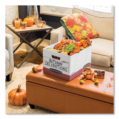 R-kive Heavy-duty Storage Boxes, Letter-legal Files, 12.75" X 16.5" X 10.38", White-red, 12-carton