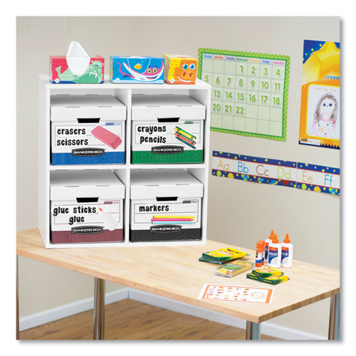 R-kive Heavy-duty Storage Boxes, Letter-legal Files, 12.75" X 16.5" X 10.38", White-red, 12-carton