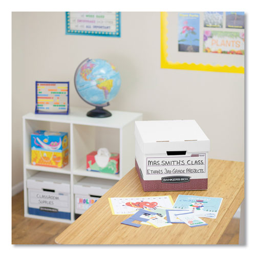 R-kive Heavy-duty Storage Boxes, Letter-legal Files, 12.75" X 16.5" X 10.38", White-red, 12-carton