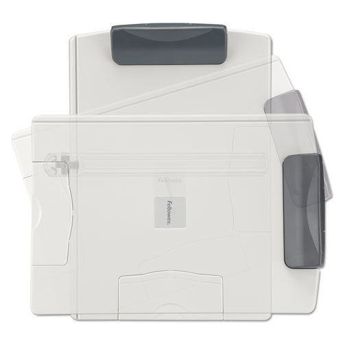 Flex Arm Weighted Base Copyholder, Plastic, 150 Sheet Capacity, Platinum