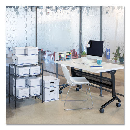 Organizer Storage Boxes, Small, 6.25" X 8.13" X 6.5", White-blue, 12-carton