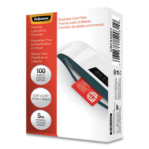 Laminating Pouches, 5 Mil, 3.75" X 2.25", Gloss Clear, 100-pack