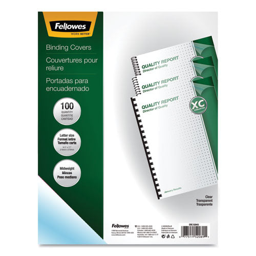Crystals Presentation Covers With Square Corners, 11 X 8 1-2, Clear, 100-pack