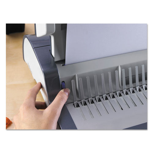 Quasar 500 Manual Comb Binding System, 18 1-8 X 15 3-8 X 5 1-8, Metallic Gray