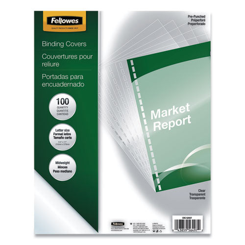 Crystals Presentation Covers W-square Corner, 3-hole, 11 X 8 1-2, Clear, 100-pk