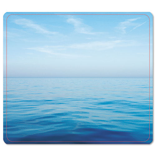 Recycled Mouse Pad, Nonskid Base, 7 1-2 X 9, Blue Ocean