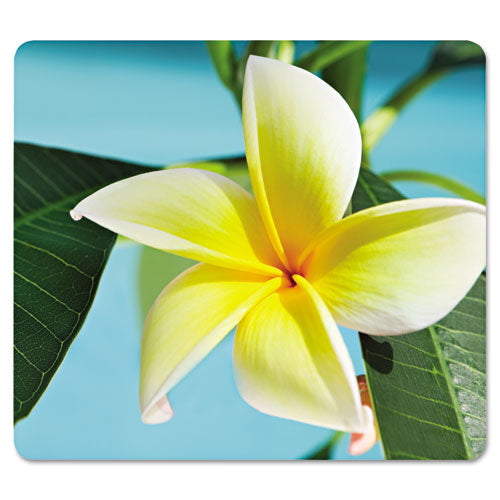 Recycled Mouse Pad, Nonskid Base, 7 1-2 X 9, Yellow Flowers