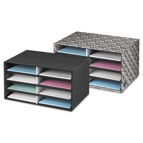 Decorative Sorter, 8 Letter Sections, 19 1-2 X 12 3-8 X 10 1-4, Bk-we Brocade